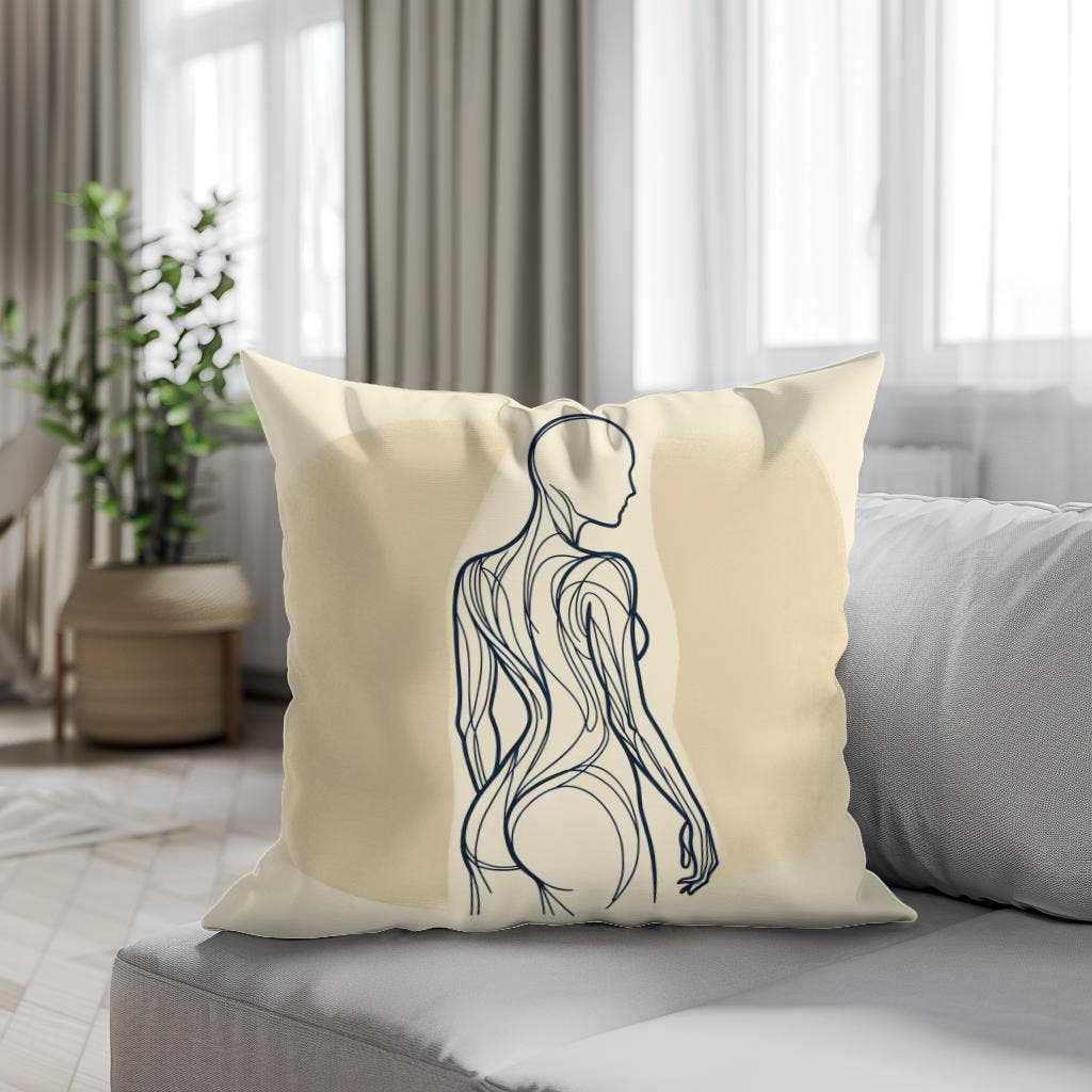 Elegance in Line: Human Contours Cotton Cushion - Secondary Image 4