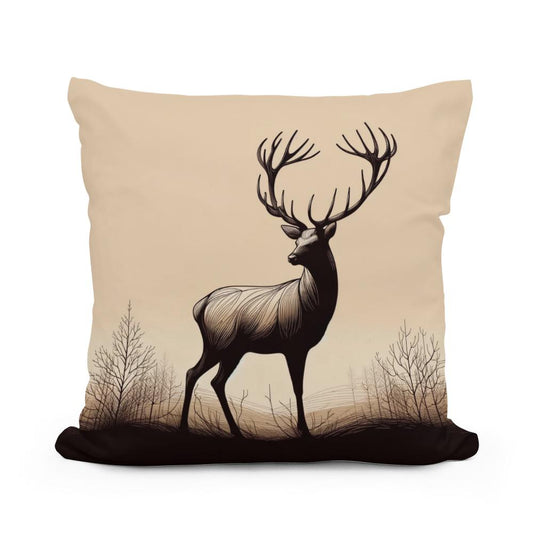 Noble Stag Silhouette Cotton Cushion - Main Image