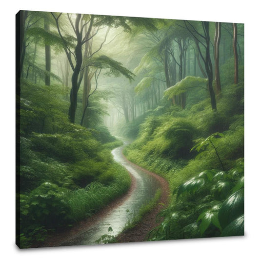 Rainy Forest Pathway Canvas - Main Image