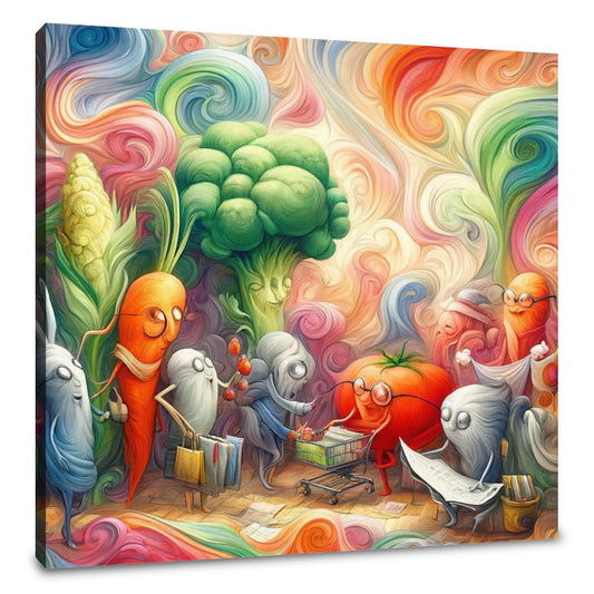 Vibrant Vegetable Gathering Canvas - Main Image