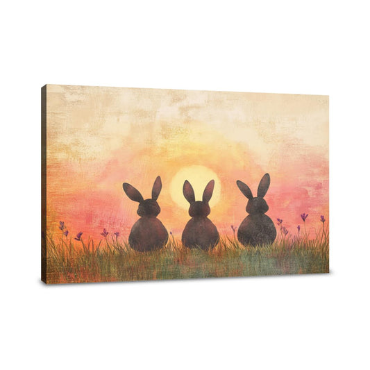 Three Bunnies Sunset Canvas - Main Image