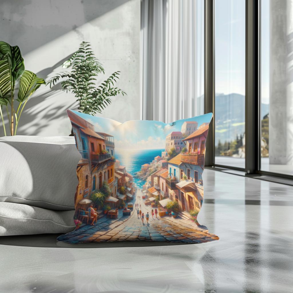 Sunny Mediterranean Charm Cotton Cushion - Secondary Image 3