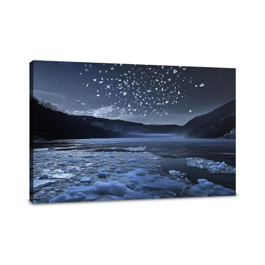 Moonlit Frozen Lake Canvas - Main Image