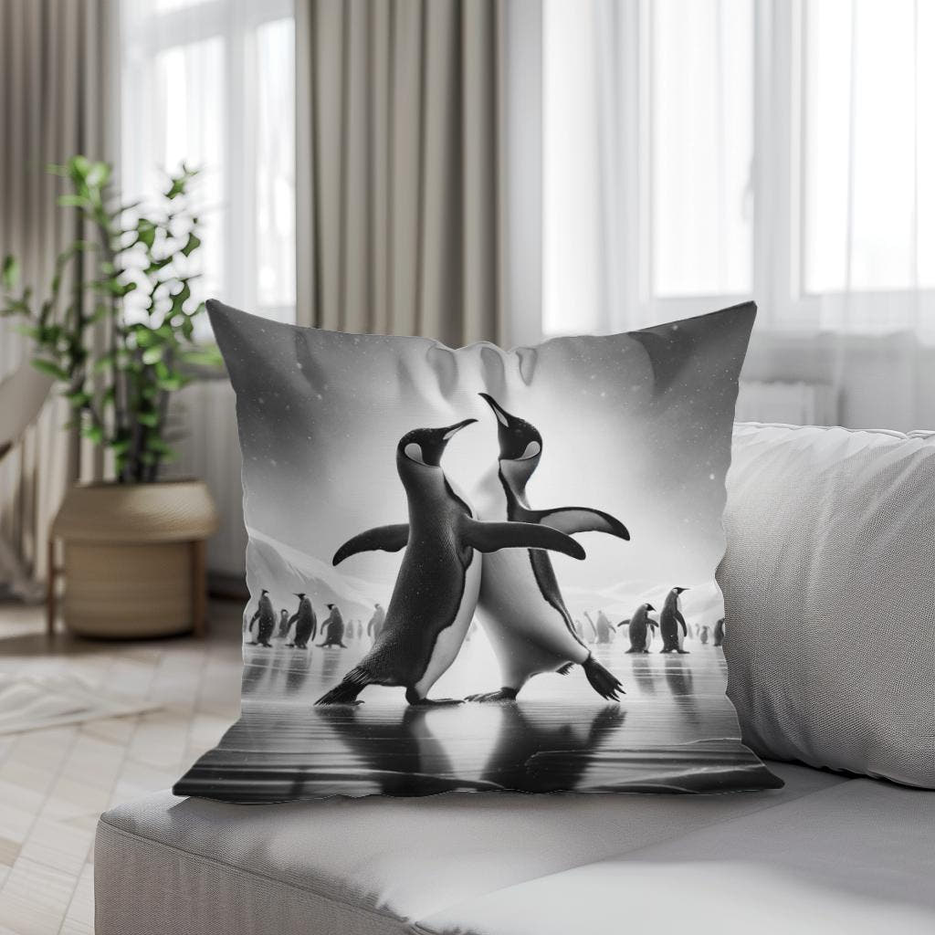Ice Ballet: Penguin Duo Cotton Cushion - Secondary Image 4