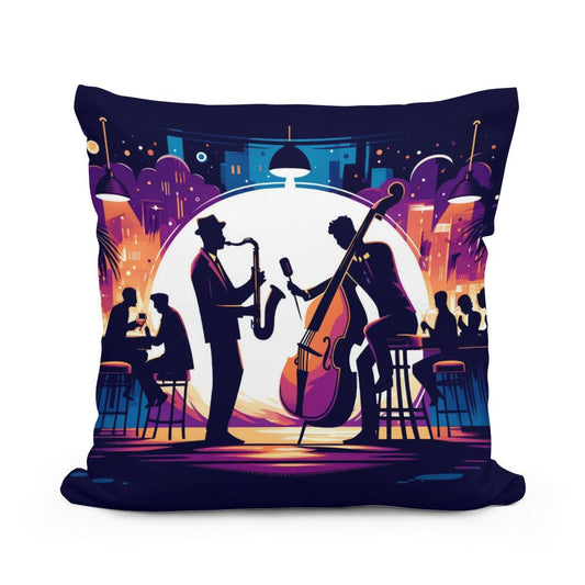 Midnight Jazz Rhythms Cotton Pillow - Main Image