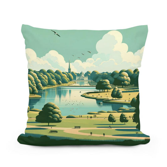 London Hyde Park Minimalist Tranquility Cotton Cushion - Main Image