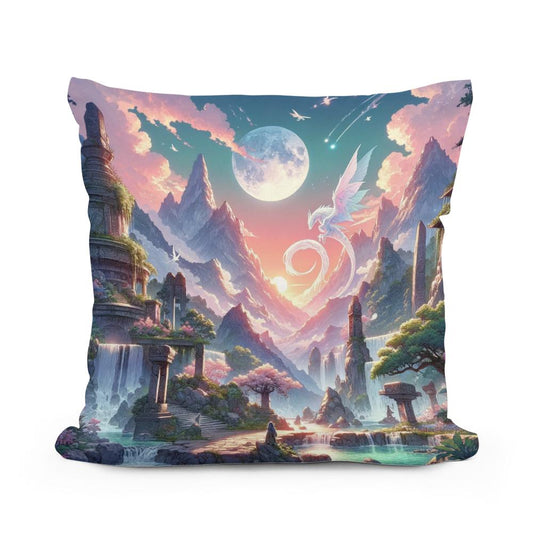 Mystical Mountain Sanctuary Cotton Cushion - Main Image