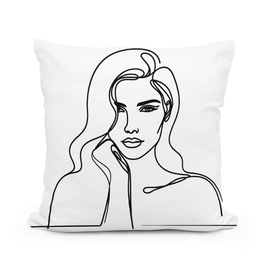 Woman:Line Simplicity Cotton Cushion - Main Image