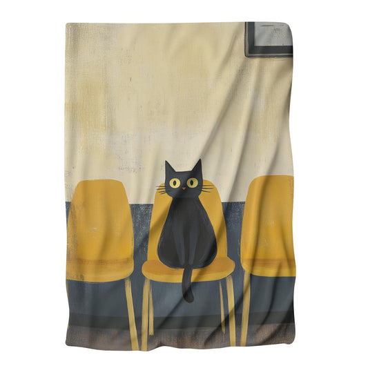Black Cat Waiting Blanket - Main Image