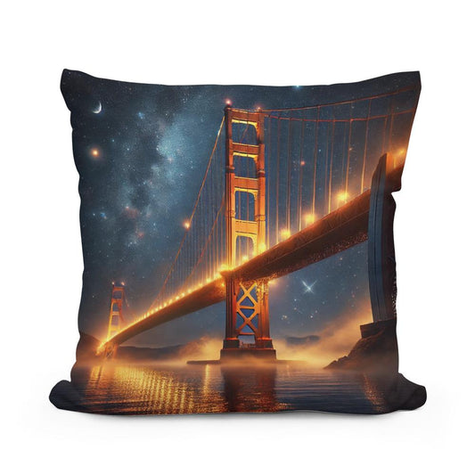 Golden Gate Starry Night Cotton Pillow - Main Image