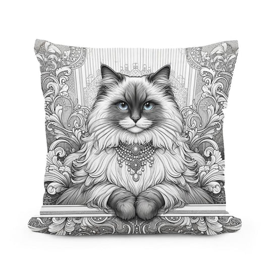 Glamour Ragdoll Line Art Cotton Pillow - Main Image