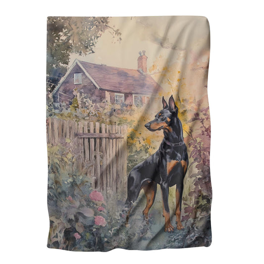 Doberman Sunset Garden Blanket - Main Image