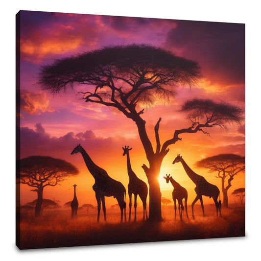 Sunset Giraffes Canvas - Main Image