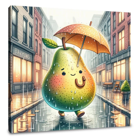 Rainy Day Pear Stroll Canvas - Main Image