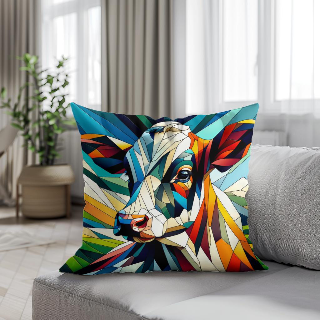 Cubist Contrast Cow Cotton Cushion - Secondary Image 4