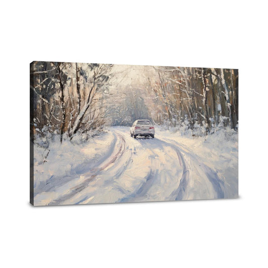 Snowy Car on Winter Canvas - Main Image