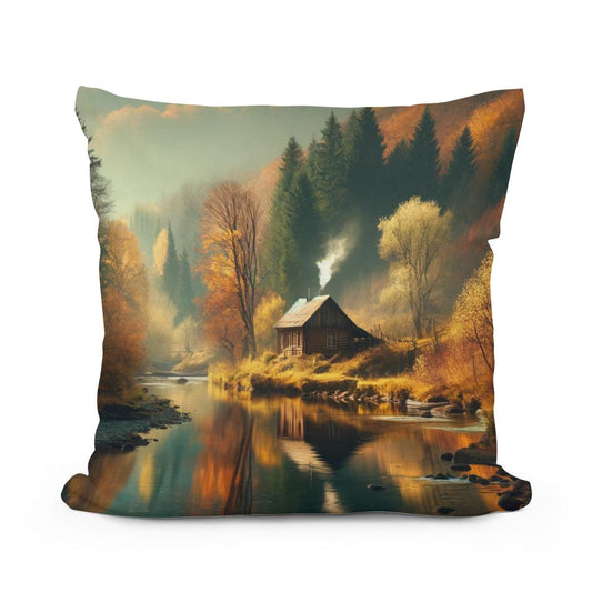 Autumn Riverside Retreat Cotton Cushion - Main Image