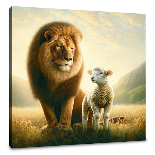 Sheep and Lion Harmony Canvas - Main Image