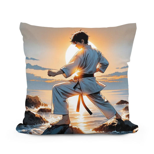 Karateka Sunrise Cotton Cushion - Main Image