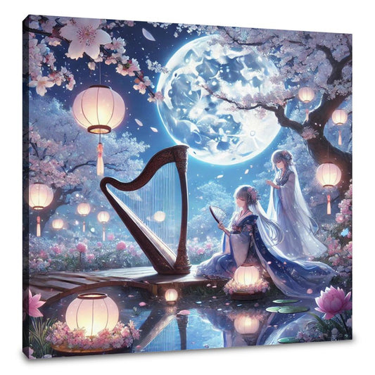 Moonlit Garden Serenade Canvas - Main Image