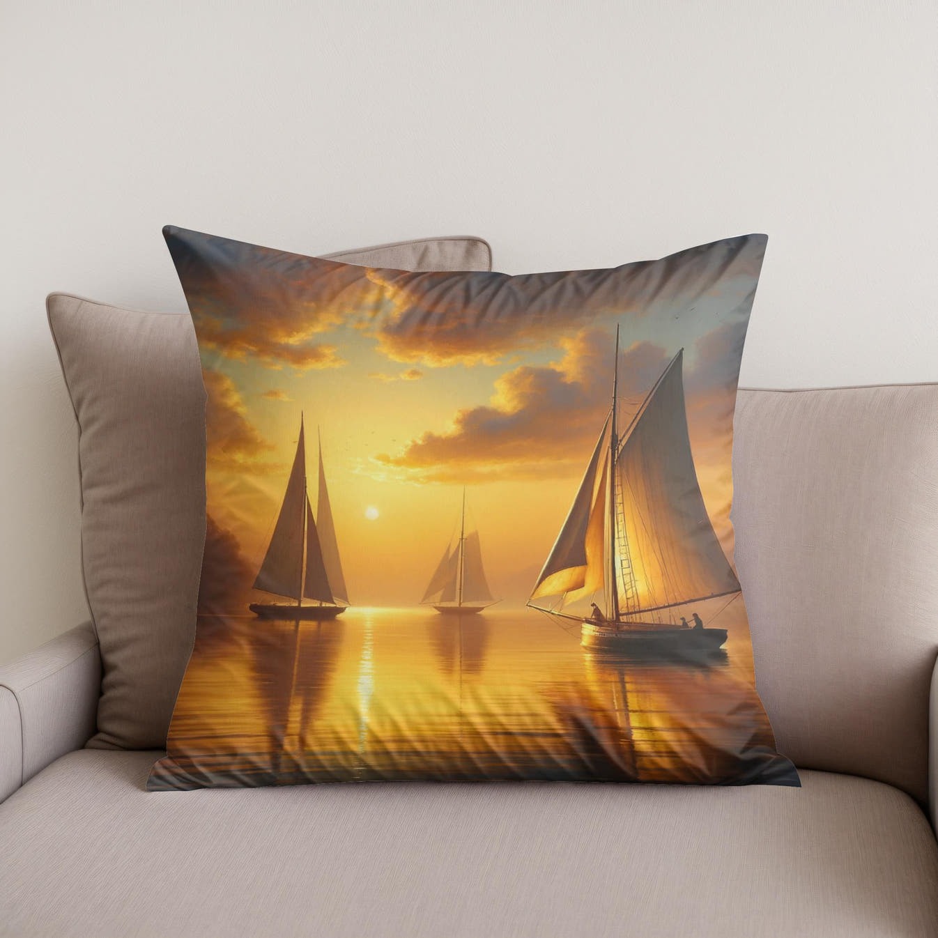 Lakeside Twilight Cotton Cushion - Secondary Image