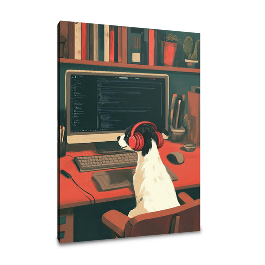Tech-Savvy Pup Canvas - Main Image