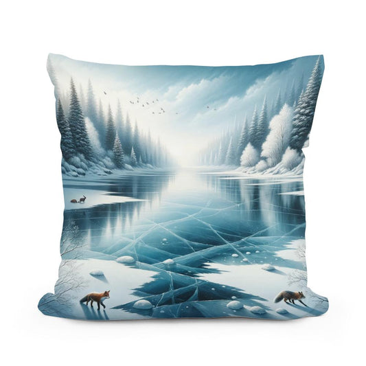 Frozen Lake Tranquility Cotton Cushion - Main Image