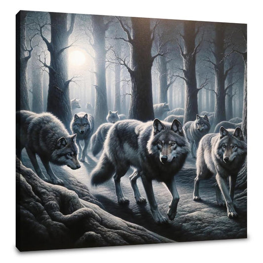 Moonlit Wolves Canvas - Main Image