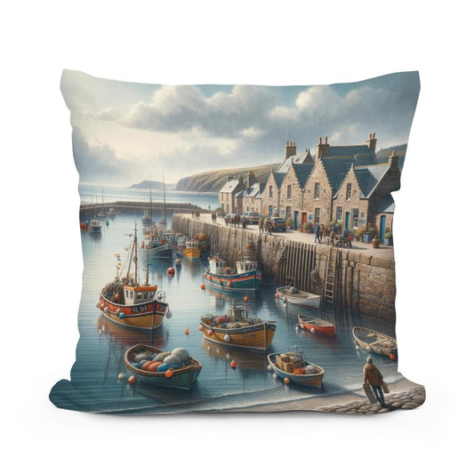 Stonehaven Old Pier Cotton Pillow - Main Image