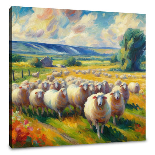 Vivid Pasture Sheep Canvas - Main Image
