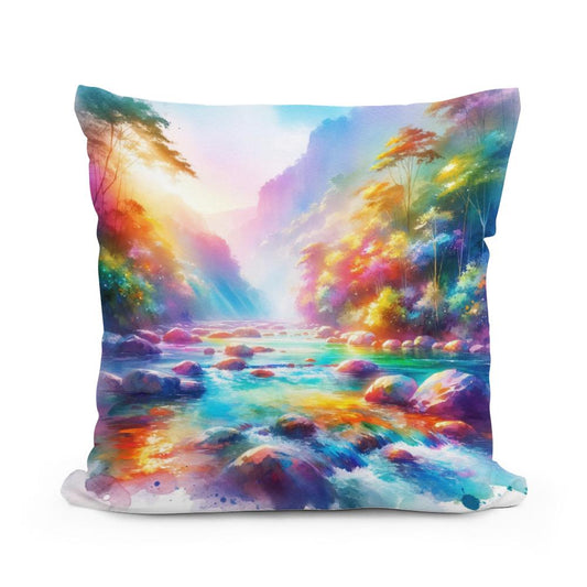 Rainbow River Cotton Pillow - Main Image