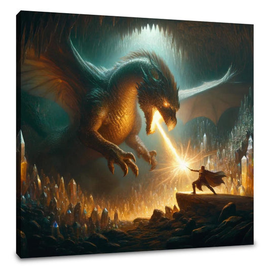 Hero at the Dragon's Lair Canvas - Main Image