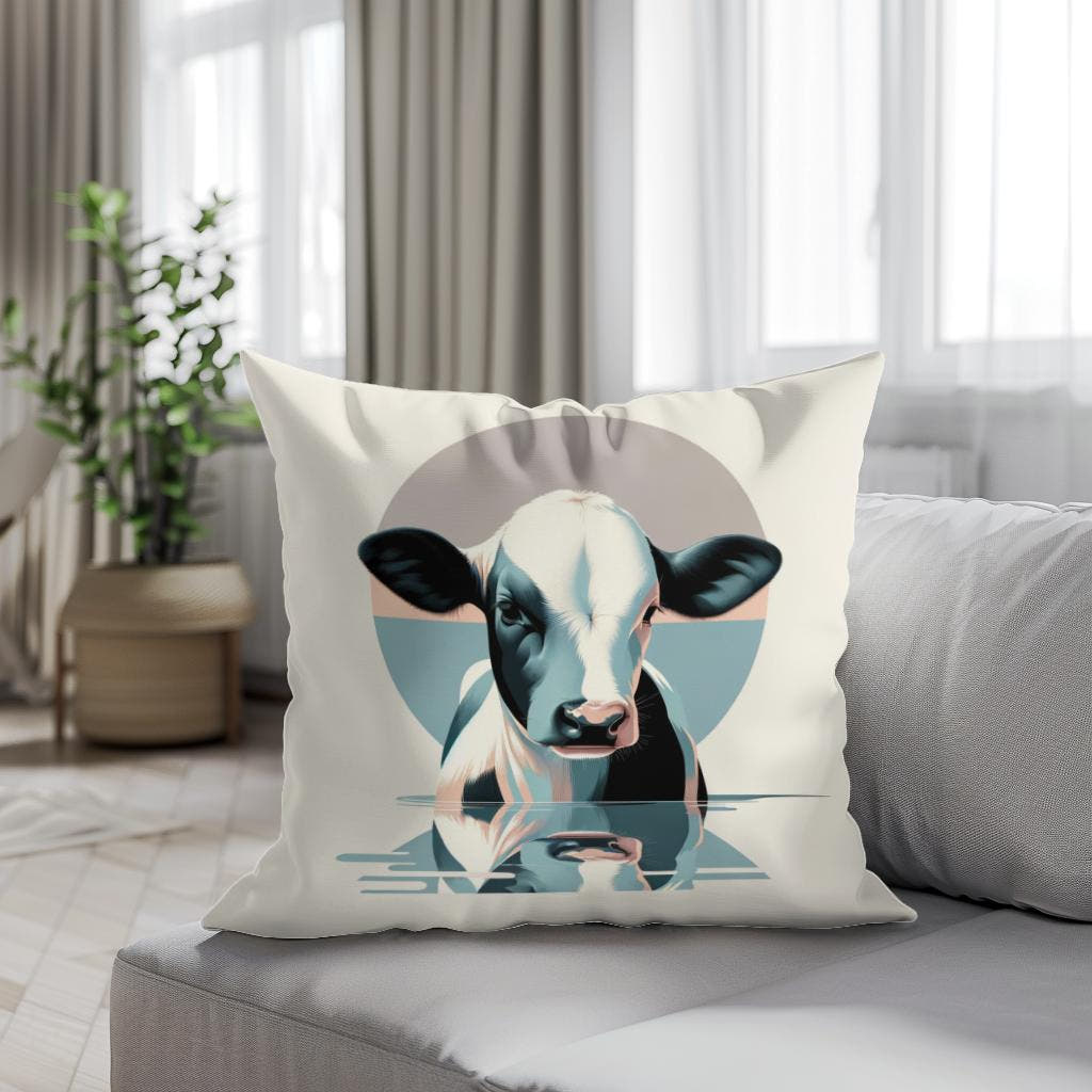 Pastel Modernist Cow Cotton Cushion - Secondary Image 4