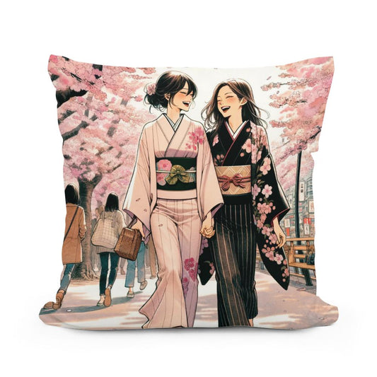 Sakura Friendship Stroll Cotton Cushion - Main Image