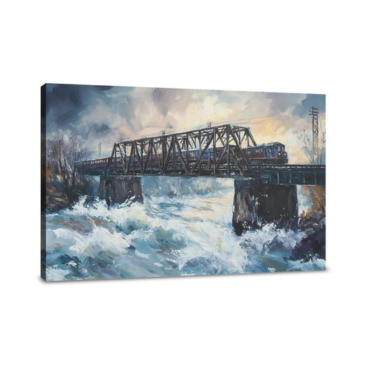 Train Over River Canvas - Main Image