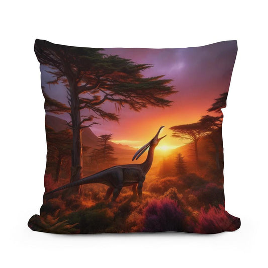 Sunset Serenade Parasaurolophus Cotton Pillow - Main Image