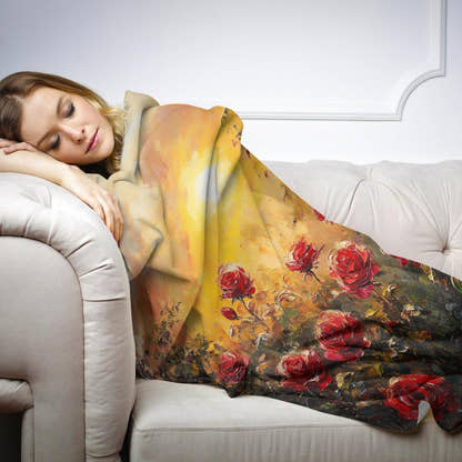 Sunset Rose Garden Blanket - Secondary Image