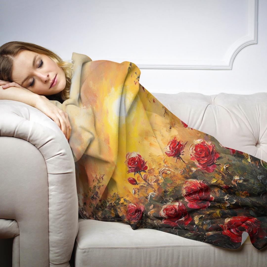 Sunset Rose Garden Blanket - Secondary Image