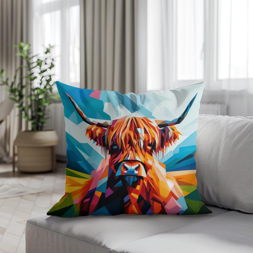 Cubist Highland Cow Essence Cotton Cushion - Secondary Image 4