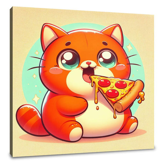 Pizza Loving Cat Canvas - Main Image