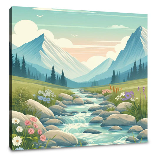 Mountain Stream Serenity Canvas - Main Image
