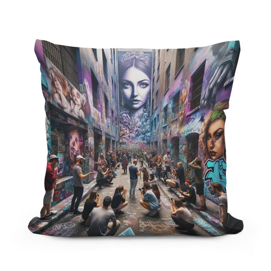 Alley of Artistic Echoes Cotton Cushion - Main Image