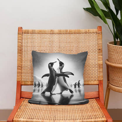 Ice Ballet: Penguin Duo Cotton Cushion - Secondary Image 2