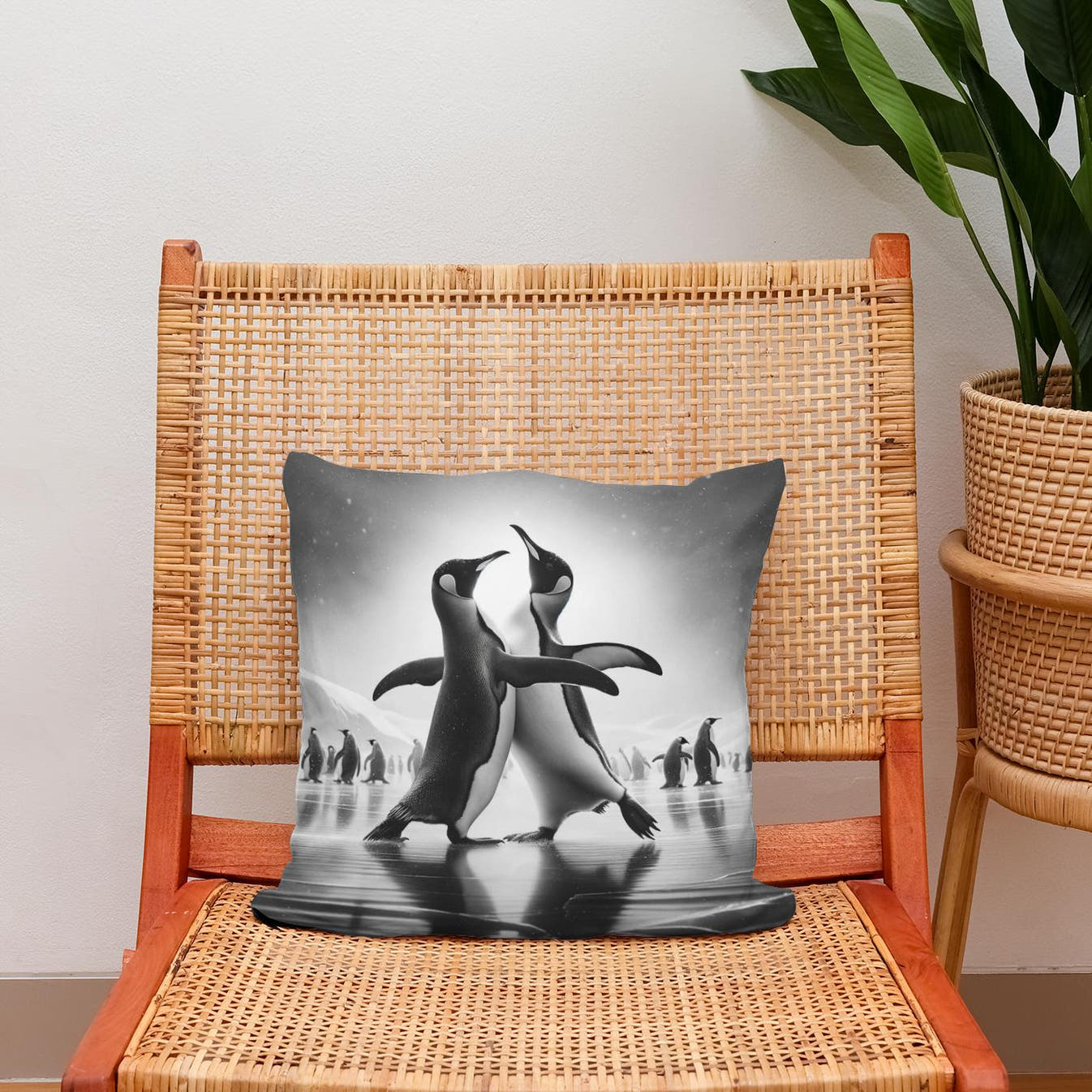 Ice Ballet: Penguin Duo Cotton Cushion - Secondary Image 2