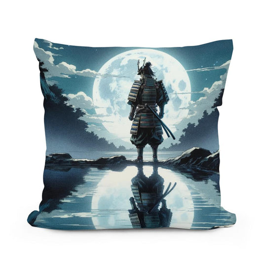 Moonlit Samurai Reflection Cotton Cushion - Main Image