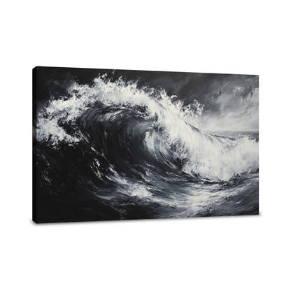 Monochrome Serenity Wave Canvas - Main Image