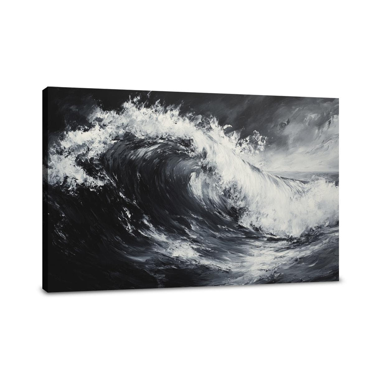 Monochrome Serenity Wave Canvas - Main Image