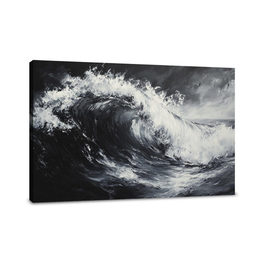 Monochrome Serenity Wave Canvas - Main Image