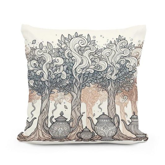 Teapot Forest Cotton Cushion - Main Image