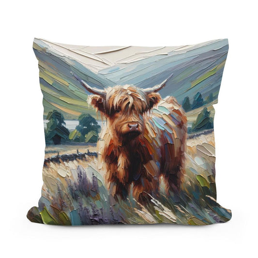 Muted Highland Journey Cotton Pillow - Main Image